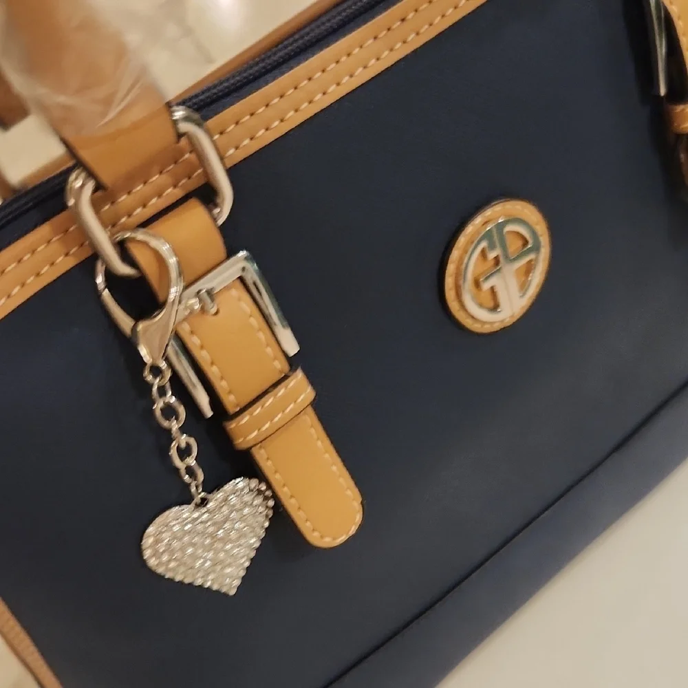 Elegant Navy and Tan Handbag